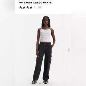 Levis 94 Baggy Black Cargo Pants New With Sticker Down Legwomen's Sz 25 X 32